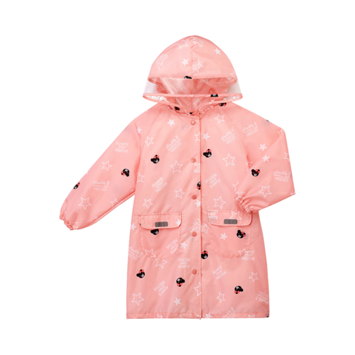 MIKIHOUSE 便攜式帶書包位兒童雨衣 粉色 M（100-110cm）