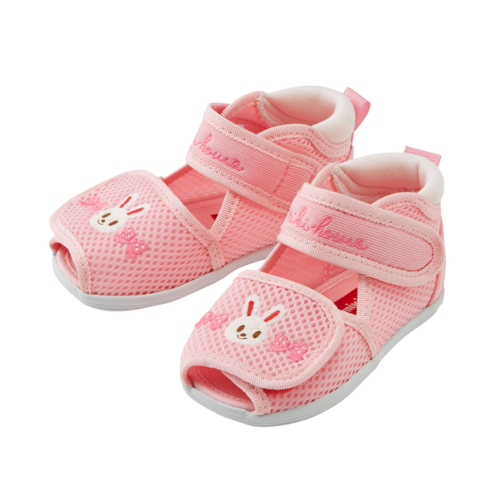 MIKIHOUSE 雙層網布舒適透氣二段寶寶涼鞋 粉紅色