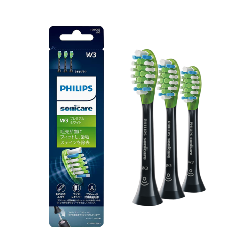 PHILIPS 飛利浦 Premium  White 亮白牙齒電動牙刷替換刷頭 HX9063/96 黑色 3個