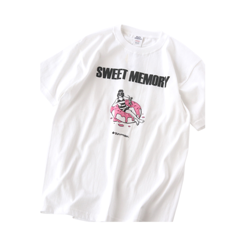 gym master SWEET MEMORY甜甜圈大叔趣味印花純棉T恤 白色