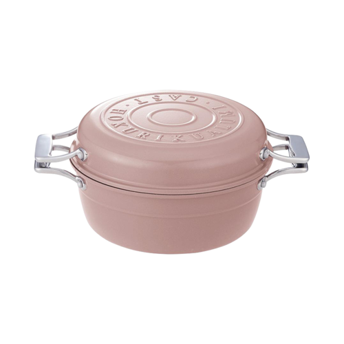 Hokuriku Alumi 北陸鋁 HAMON  煤氣灶專用波紋構造無水烹飪琺琅鍋 薄櫻 21cmｘ1個