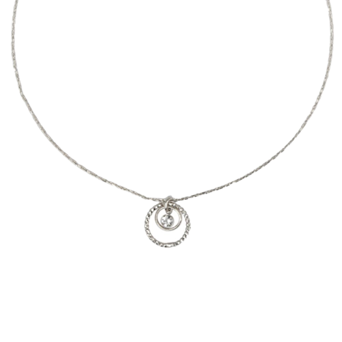 OSEWAYA 世話屋 個性設計水鑽雙環項鍊 銀色