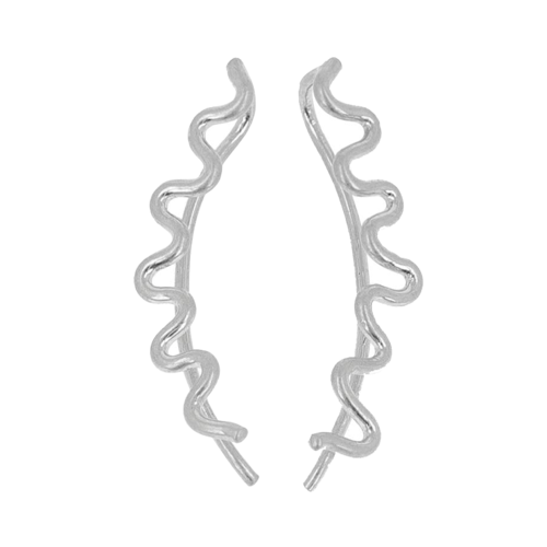 OSEWAYA 世話屋 波浪線形簡約復古一體式耳環 LNPC0615-2 銀色