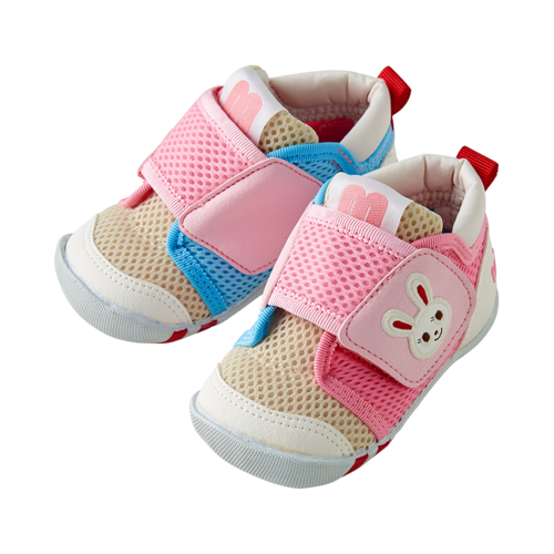 MIKIHOUSE 可愛透氣舒適一段嬰兒鞋 粉色 兔子圖案 13cm