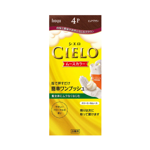 CIELO hoyu 簡便一鍵式白髮用染髮慕斯 #4P（純棕色） 1劑50g+2劑50g