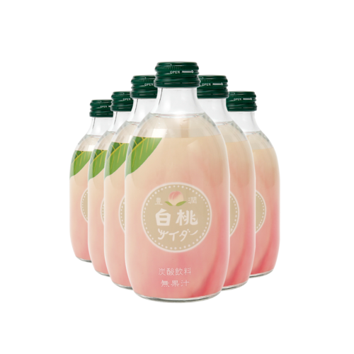 TOMOMASU 友桝飲料 日本人氣水果味碳酸汽水 白桃味 300ml×6