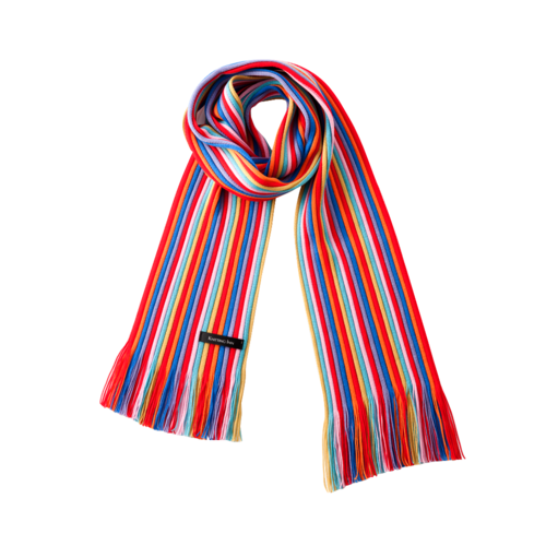 KNITTING INN 羊毛混紡羅紋編織圍巾 寬約15cm×長約190cm 紅色系