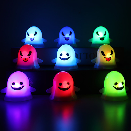 萬聖節裝飾幽靈燈 可愛表情LED蠟燭燈場地佈置道具 小夜燈南瓜燈