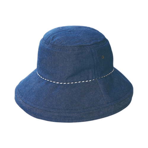 COGIT 防壓塌髮型抗UV牛仔布時尚漁夫帽 藏藍色 1個