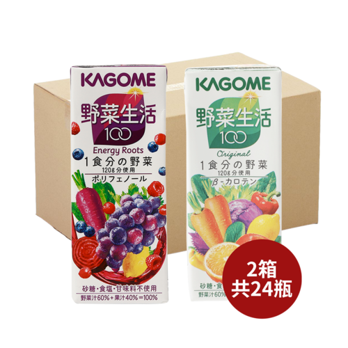 KAGOME 可果美 野菜生活100 葡萄果蔬12盒+混合果蔬12盒