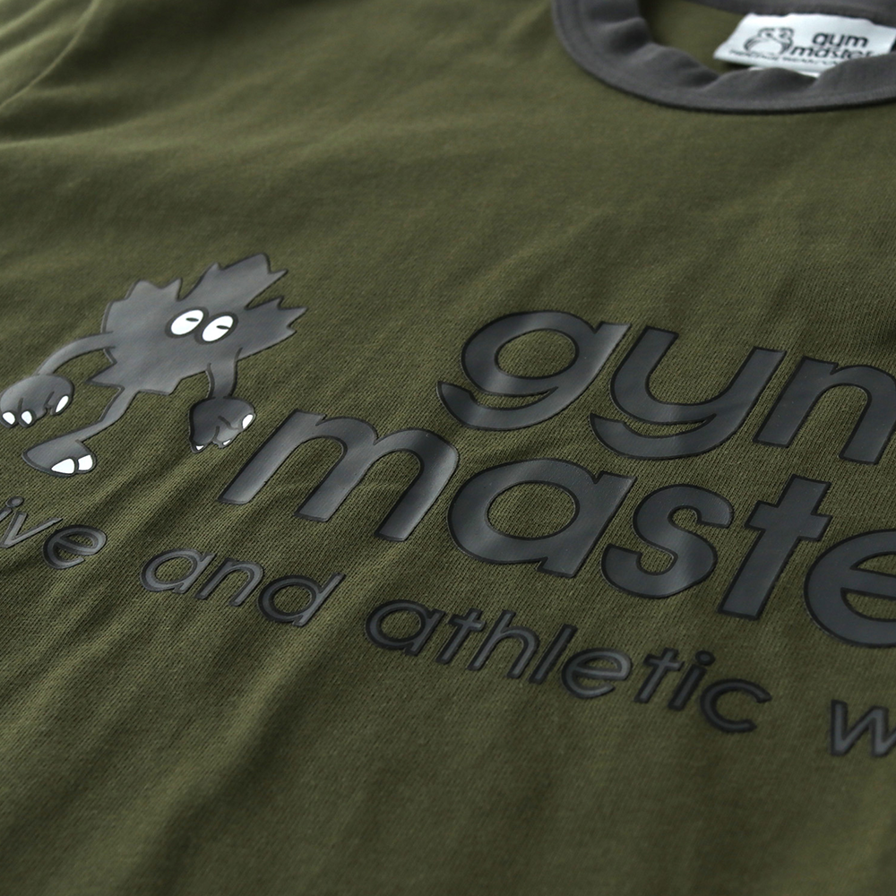 gym master 楓葉怪獸logo印花T恤 橄欖色×炭灰色