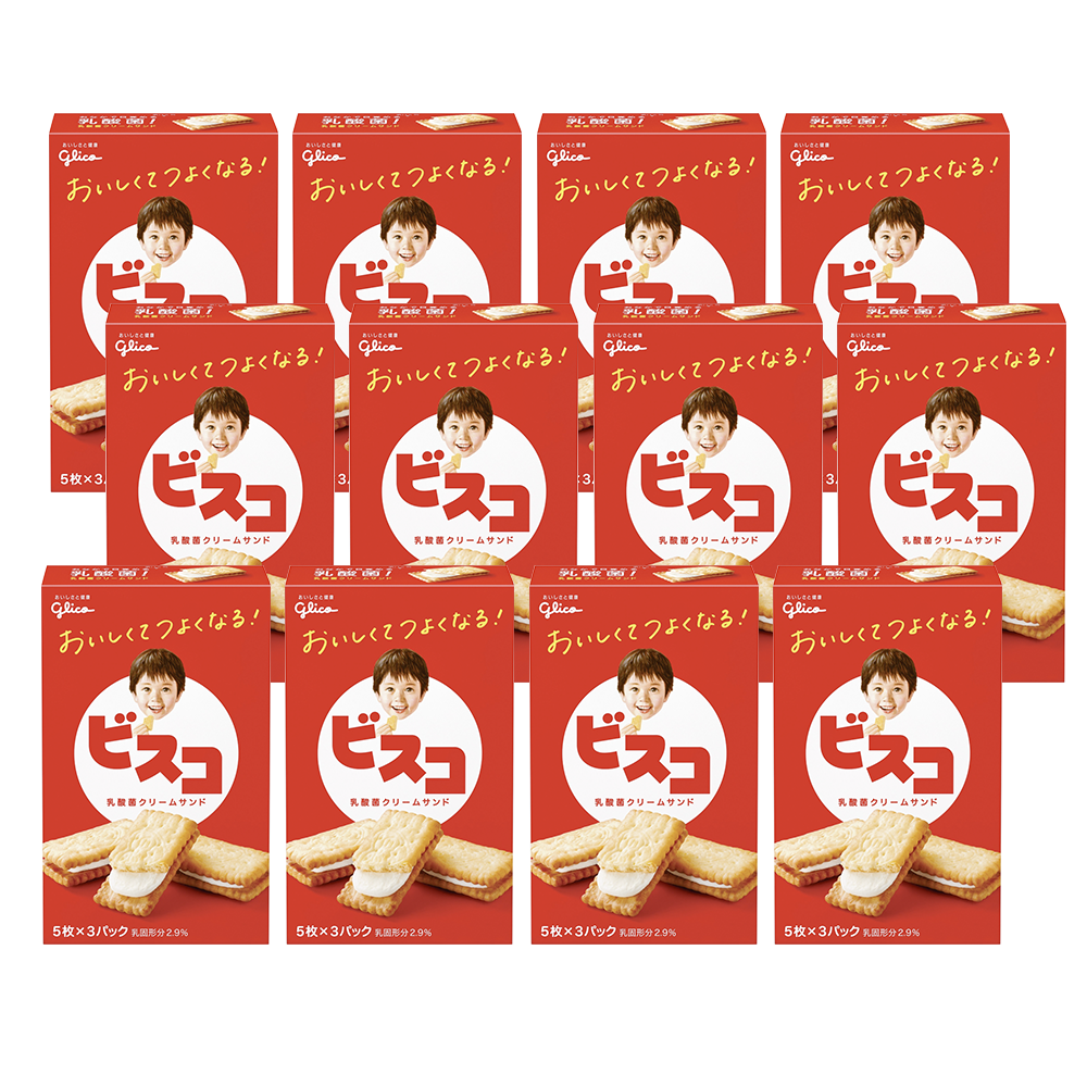 Glico 格力高 Bisco 香甜健康乳酸菌奶油夾心餅乾 5塊×3袋×12盒