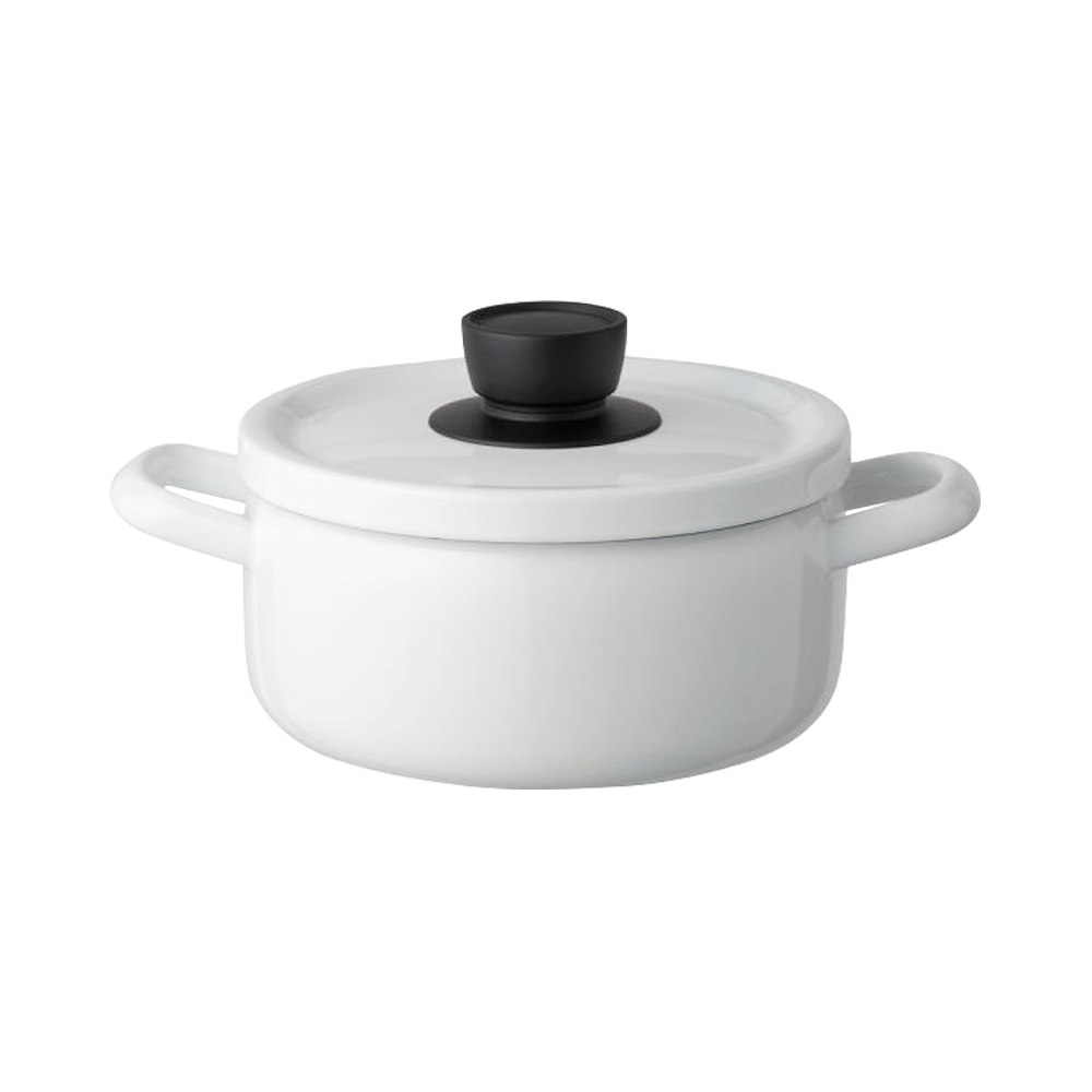 FUJIHORO Solid 純色家用煮湯雙耳燉鍋 白色 20cm 1個