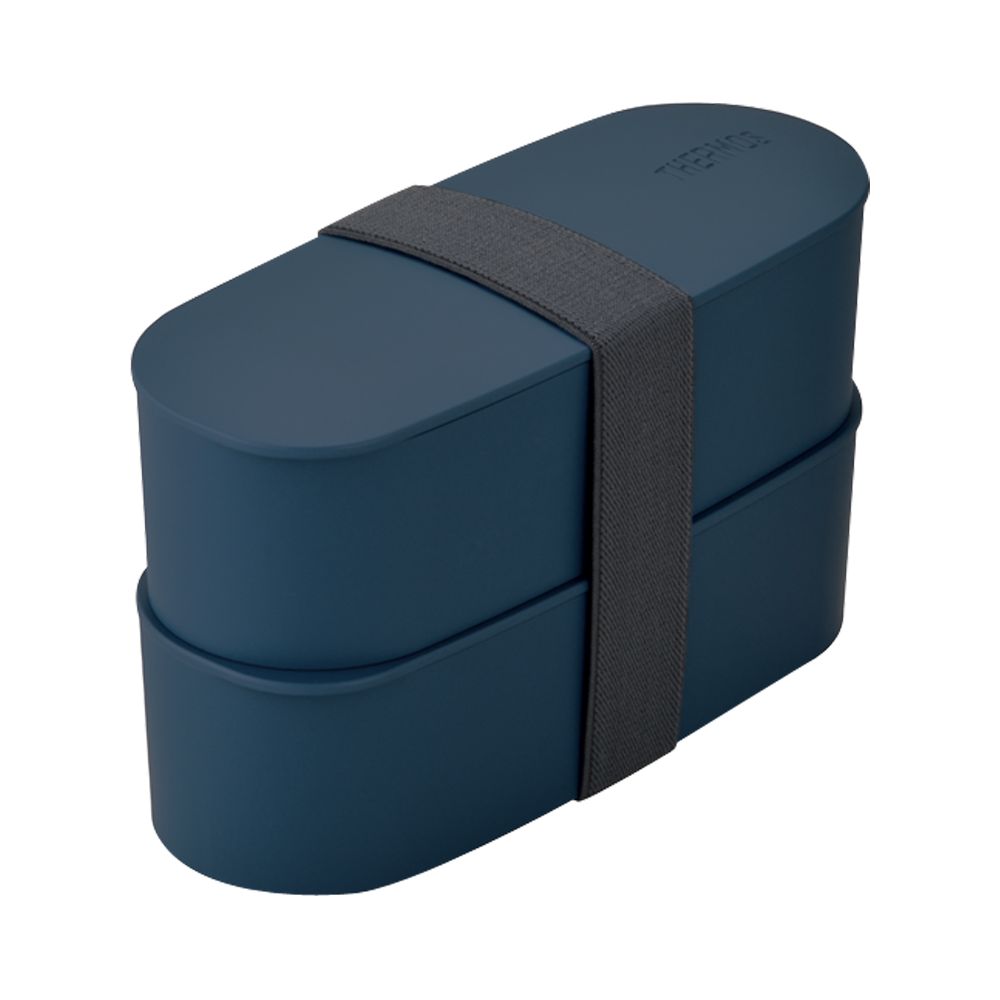 THERMOS 膳魔師 雙層大容量便攜午餐便當盒DJT-600W 藏藍色 600ml