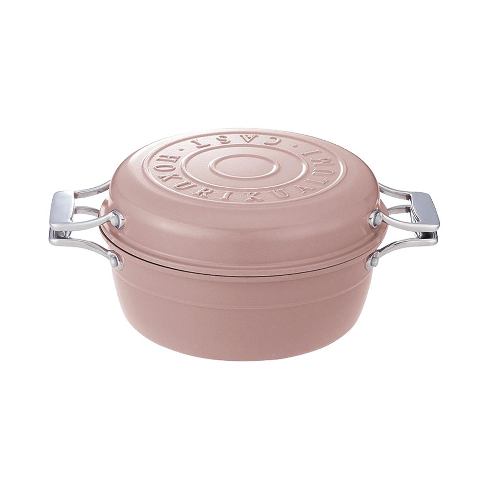 Hokuriku Alumi 北陸鋁 HAMON  煤氣灶專用波紋構造無水烹飪琺琅鍋 薄櫻 21cmｘ1個