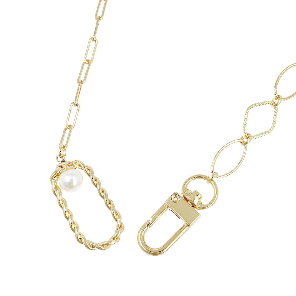 OSEWAYA 世話屋 個性設計珍珠環扣項鍊 金色