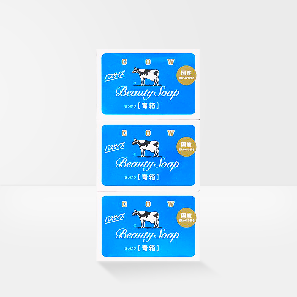 COW 牛乳石鹼共進社 牛奶美膚沐浴香皂 藍盒清爽型 3塊裝 390g