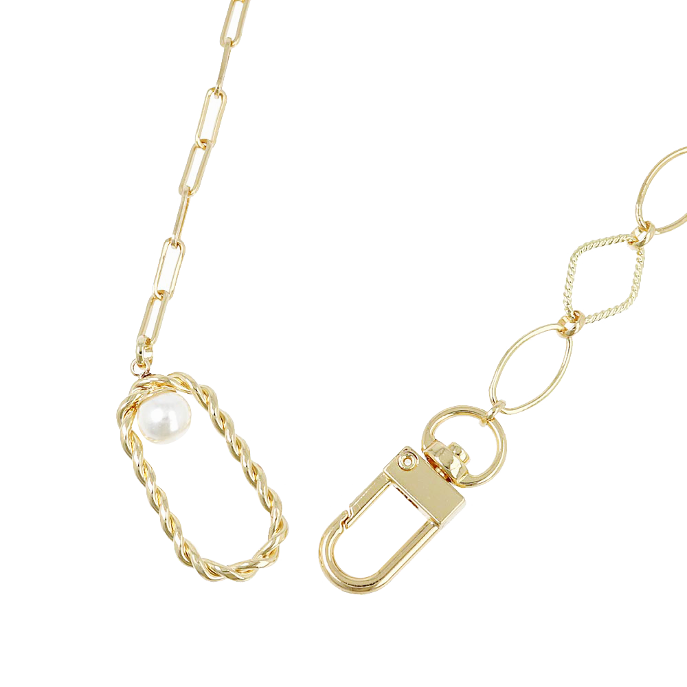 OSEWAYA 世話屋 個性設計珍珠環扣項鍊 銀色