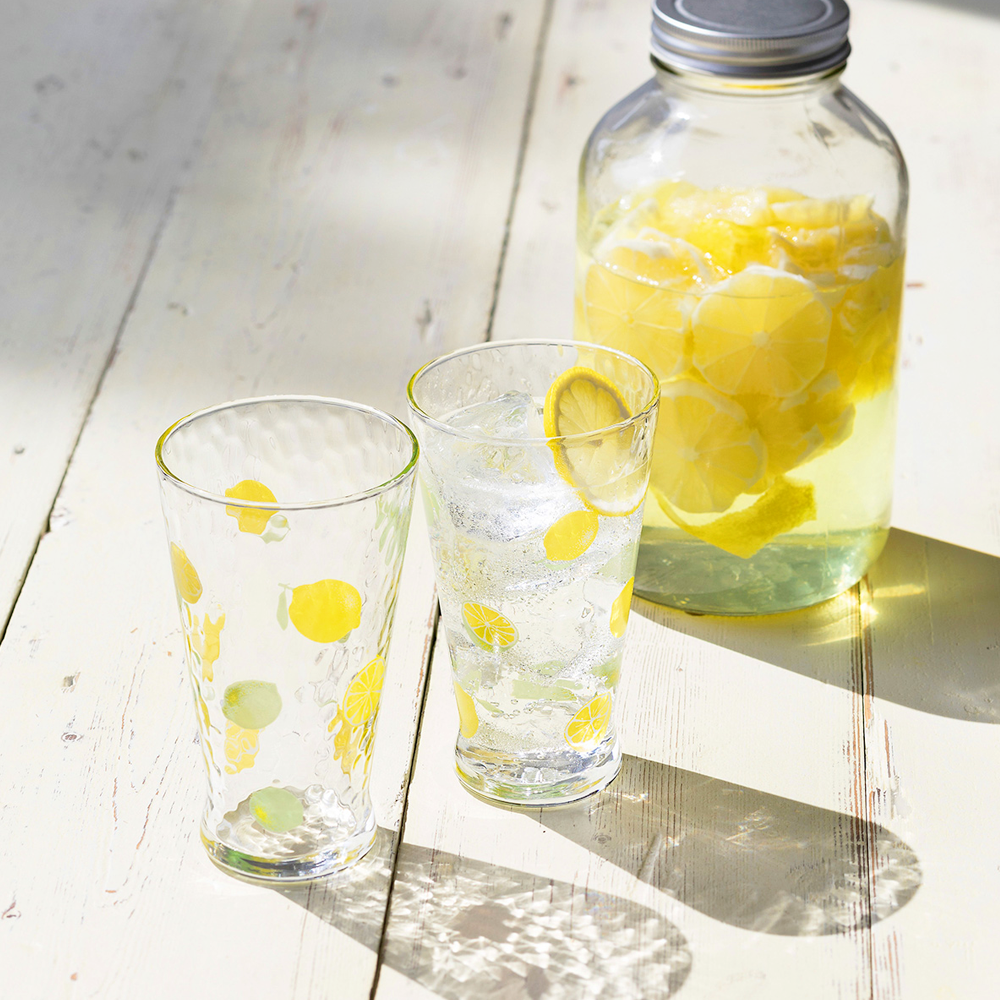 ISHIZUKA GLASS 石塚硝子 可愛水果圖案大玻璃杯 檸檬 1個