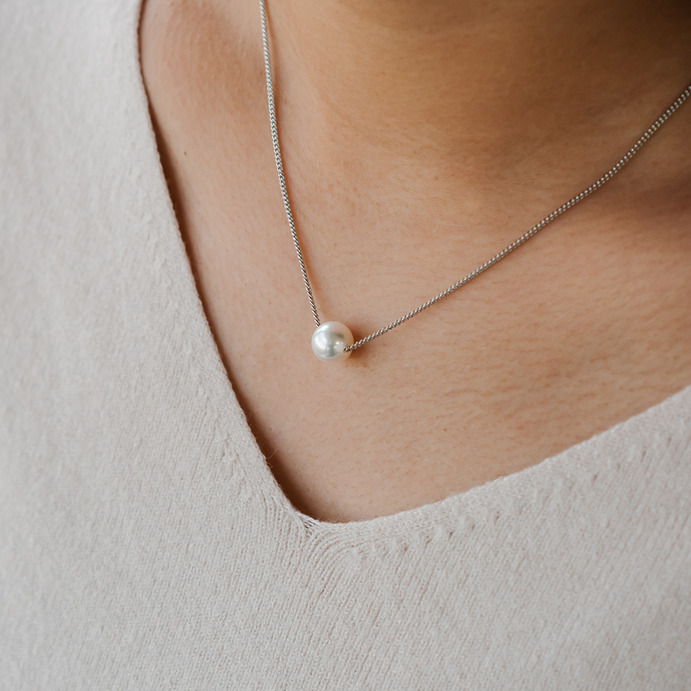 宇和海真珠 高級感海水珍珠簡約百搭項鍊 白色 銠 150g