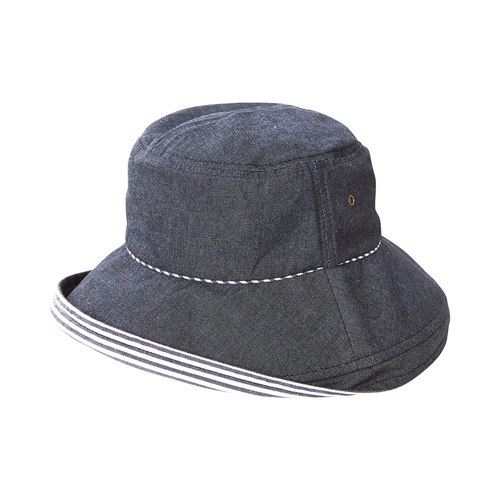 COGIT 防壓塌髮型抗UV牛仔布時尚漁夫帽 黑色 1個