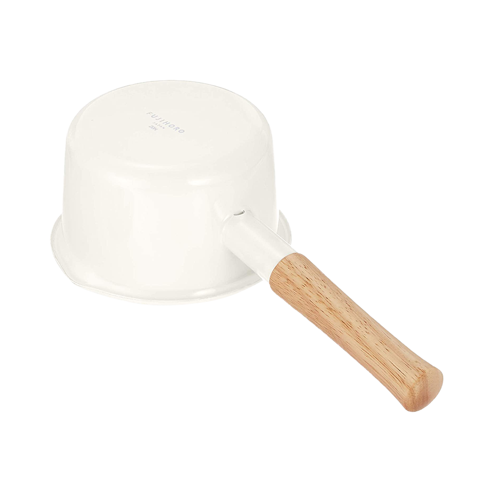 FUJIHORO Cotton 耐熱實用握把琺琅小奶鍋 14cm 白色 1個