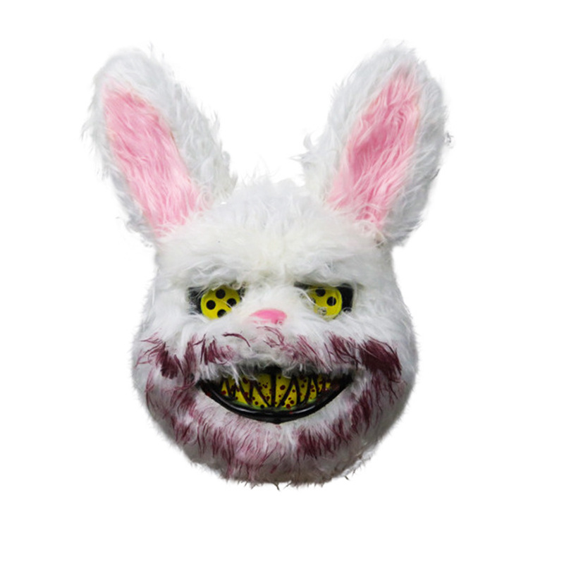 萬聖節面具 抖音同款血腥兔子面具恐怖毛絨熊面具