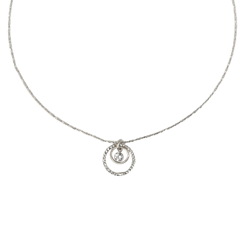 OSEWAYA 世話屋 個性設計水鑽雙環項鍊 銀色