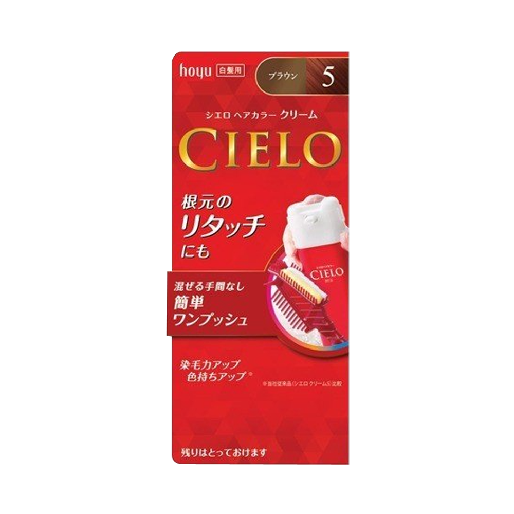 2 × CIELO hoyu 簡便一鍵式白髮用染髮劑 #5（棕色） 1劑40g+2劑40g