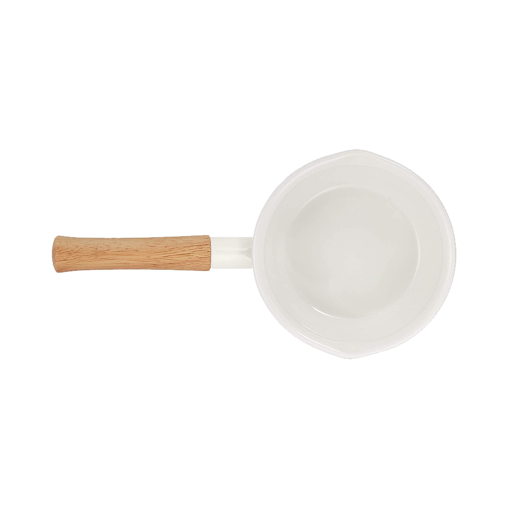 FUJIHORO Cotton 耐熱實用握把琺琅小奶鍋 14cm 白色 1個