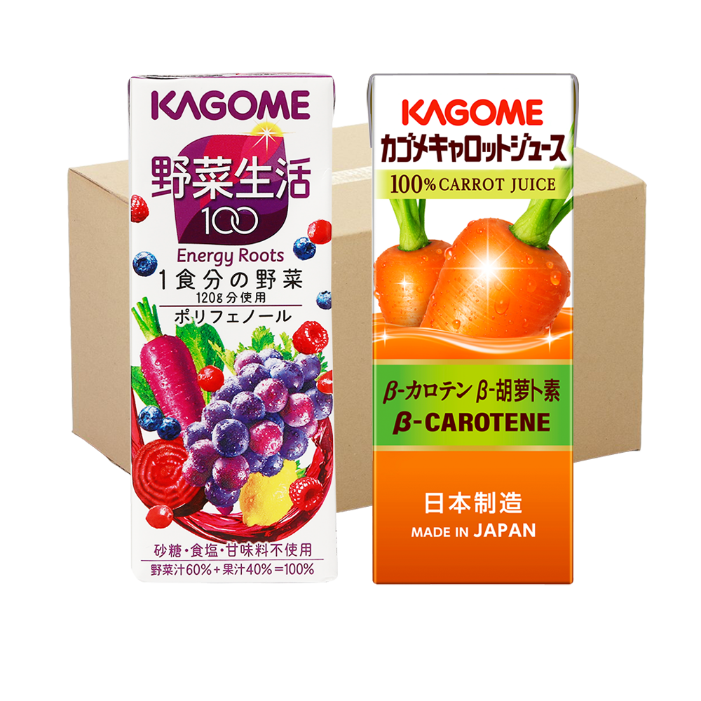 KAGOME 可果美果蔬汁 葡萄果蔬汁×12盒+胡蘿蔔汁×12盒