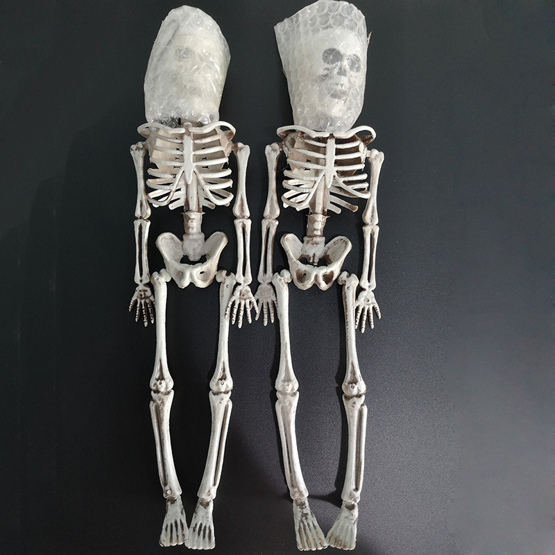 萬聖節骷髏骨架子鬼屋酒吧裝飾道具40cm仿真人體塑料骨架掛件擺件