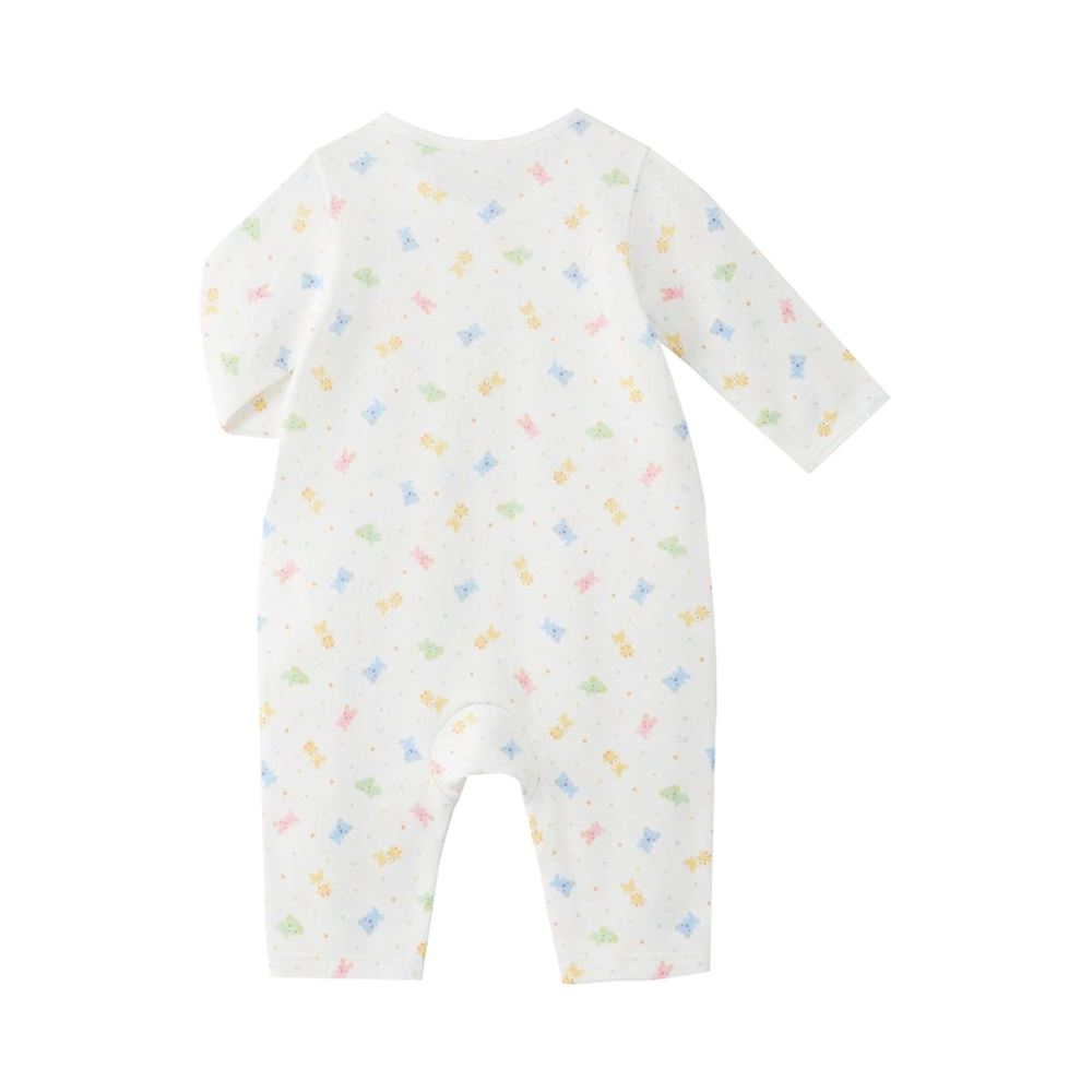 MIKIHOUSE 雙層紗布抗菌抗病毒材質嬰兒連體服 白色