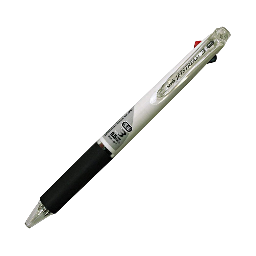 UNI 三菱鉛筆 Jetstream 實用順滑油性3色圓珠筆 白色 0.5mm 1支（3色）