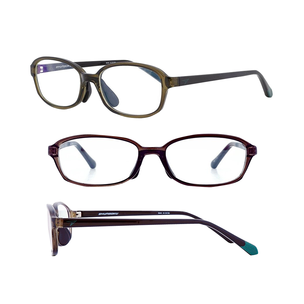 瞬足 高級感輕巧柔軟防藍光眼鏡SY-9004 透明卡其色&黑色