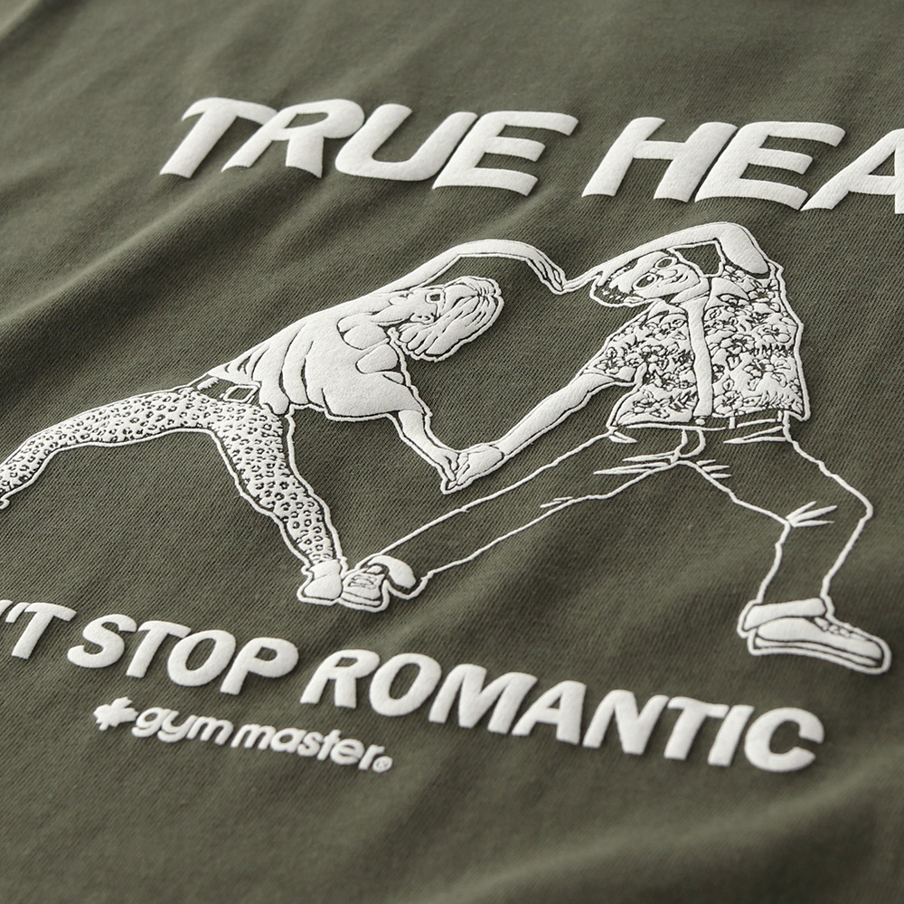 gym master TRUE HEART浪漫不停情侶趣味印花純棉T恤 黑色
