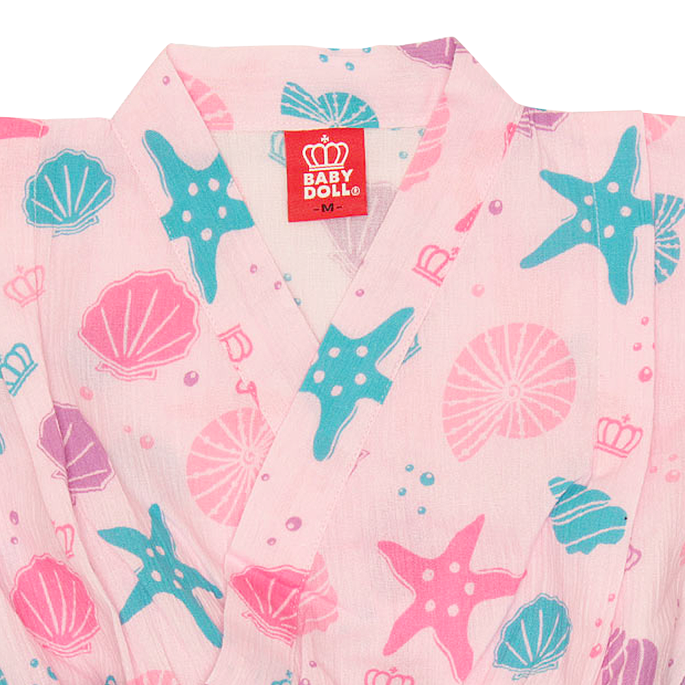 BABYDOLL 滿版印花可愛浴衣連衣裙 L(120cm-130cm) 粉色海洋圖案