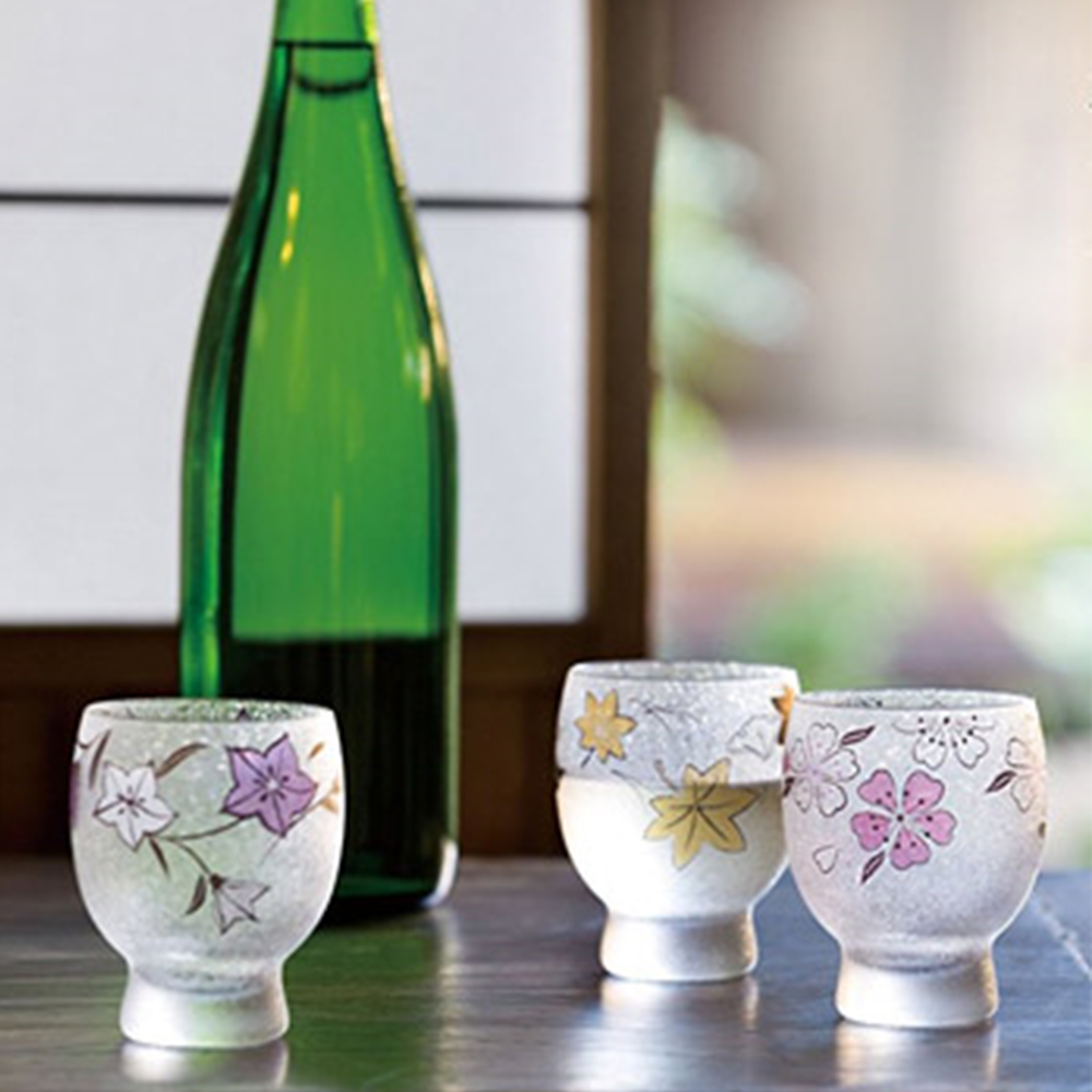 ISHIZUKA GLASS 石塚硝子 霧面玻璃酒杯套裝（帶木盒） 四季系列-櫻 2個