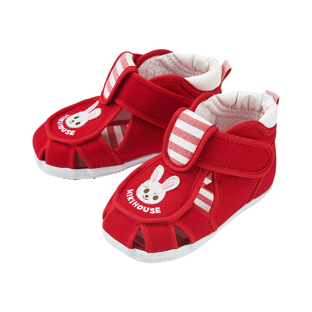 MIKIHOUSE 柔軟舒適包腳趾二段寶寶涼鞋 紅色