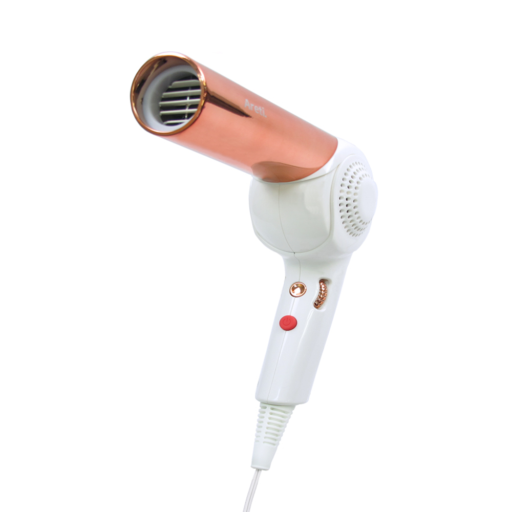 Areti LED負離子可摺疊水潤護髮吹風機 100V~240V d16211PK 粉金色