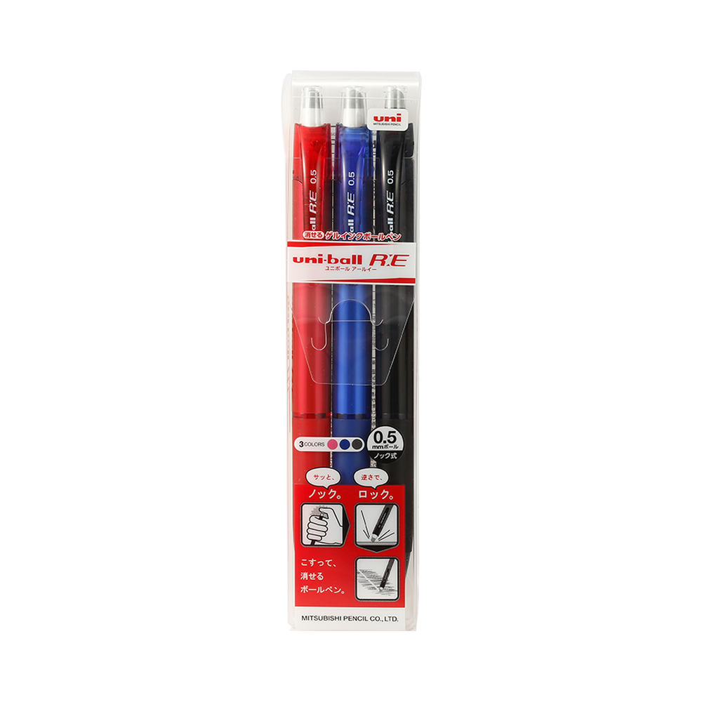 UNI 三菱鉛筆 可擦圓珠筆 3色裝 3支