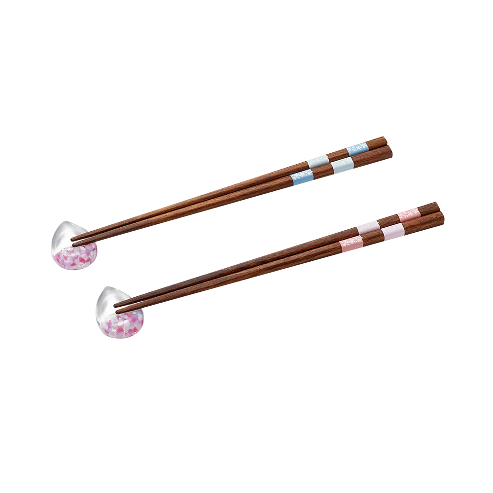 ISHIZUKA GLASS 石塚硝子 津輕Vidro 和風精緻筷子筷架套裝 櫻花水滴 1套