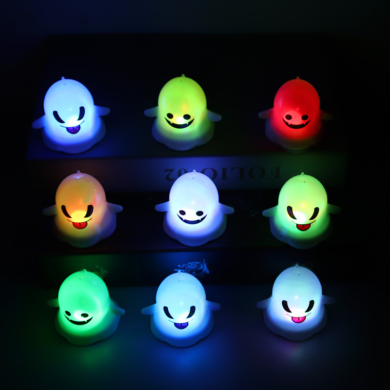萬聖節裝飾幽靈燈 可愛表情LED蠟燭燈場地佈置道具 小夜燈南瓜燈