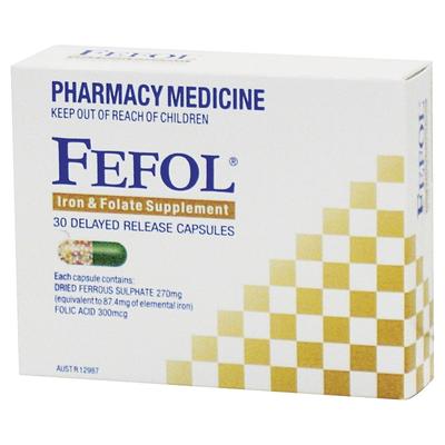 Fefol 硫酸亞鐵＋葉酸膠囊 30粒