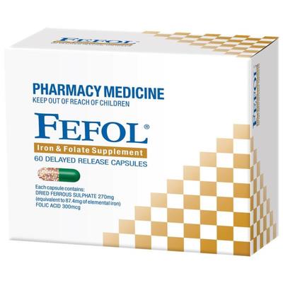 Fefol 孕婦硫酸亞鐵＋葉酸膠囊 60粒 （孕期補鐵）