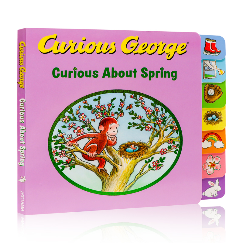 英文原版繪本Curious George Curious About Spring 喬治對春天很好奇 紙板書0~3歲兒童啟蒙認知 英語啟蒙讀物 HMH出版