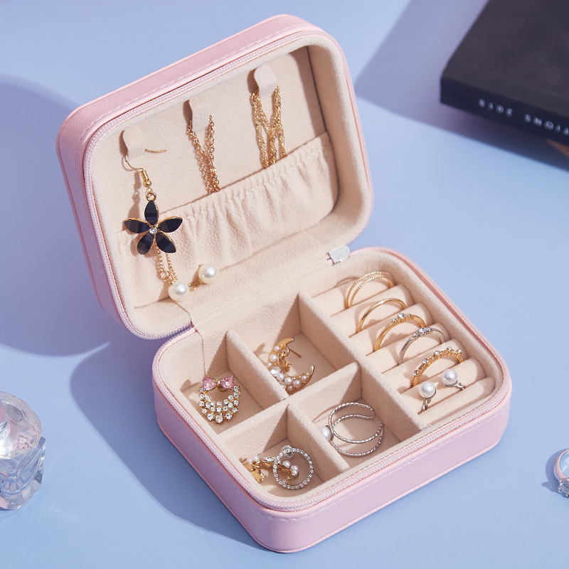 PU皮革簡約首飾盒耳飾創意便攜飾品收納盒