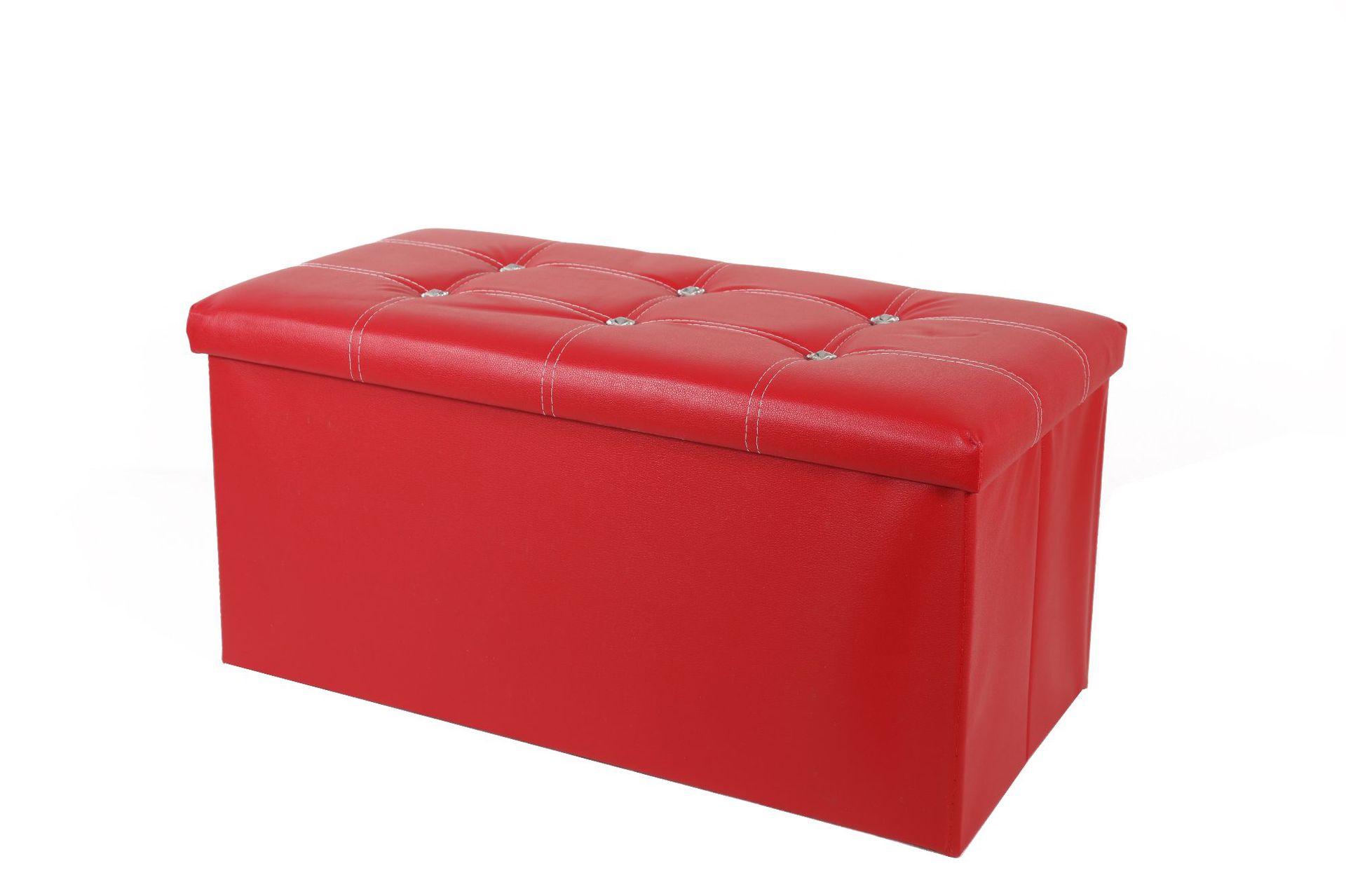 PU皮革摺疊收納凳皮質多功能置物凳玩具方形儲物凳