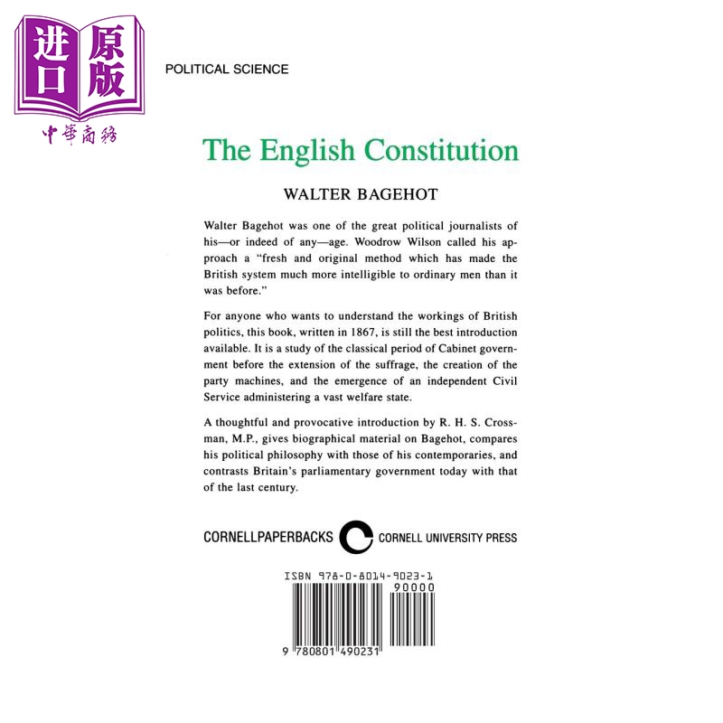 白芝浩：英國憲制 英文原版 The English Constitution Walter Bagehot