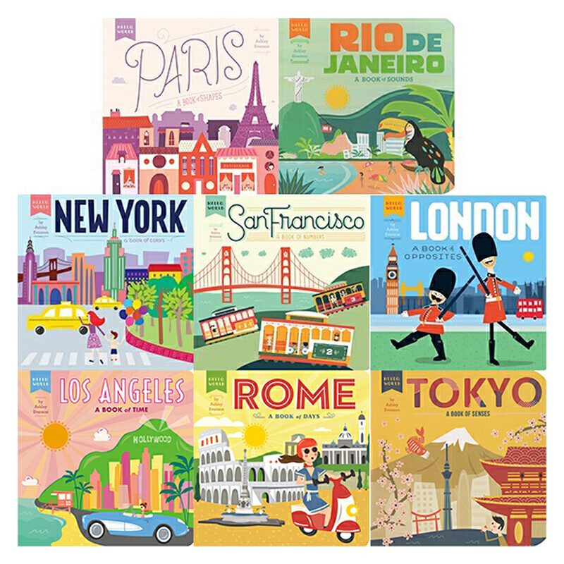 英文原版 你好世界 Hello World London/New York/San Francisco/Paris 城市系列8冊 紙板書 兒童認知繪本圖畫書 親子共讀